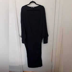 Free People Beach Navy Maxi Dress with Bat Wing Sleeves NWT